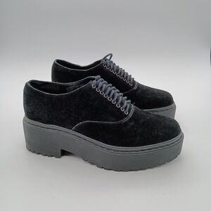 Jeffrey Campbell Black Suede Platform Lug Sole Lace Up Oxfords Shoes Womens 6.5M